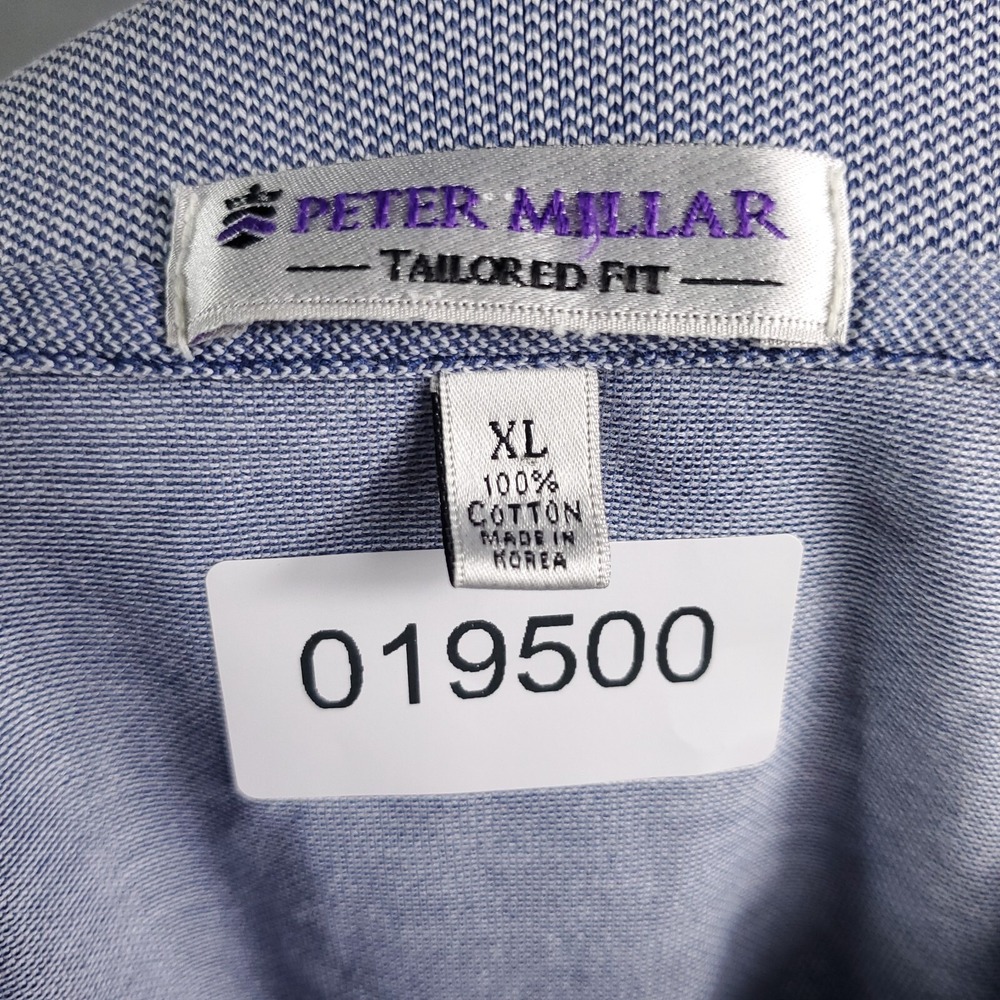 Peter Millar Polo Shirt Mens XL Blue Tailored Fit Golf Casual Short Sleeve ** - Picture 7 of 7